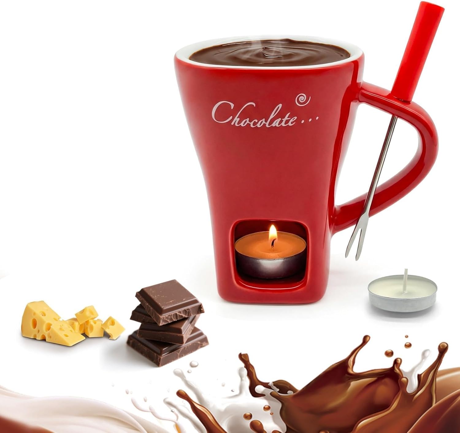 Fondue Pot Ceramic - Seramik Çikolata Eritme Fondü Kupa Tereyağı
