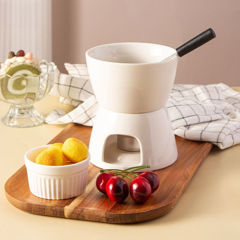 Fondue Pot Ceramic - İskandinav Seramik Çikolata Fondü Seti Özel