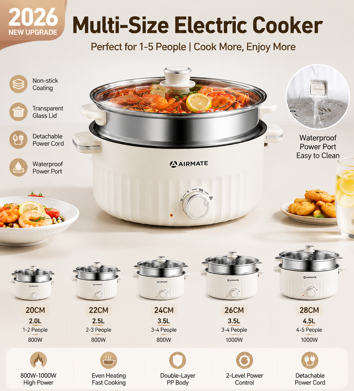 Home Cooking Electric - 2026 Yeni Geliştirilmiş Airmate Elektrikli Pişirici