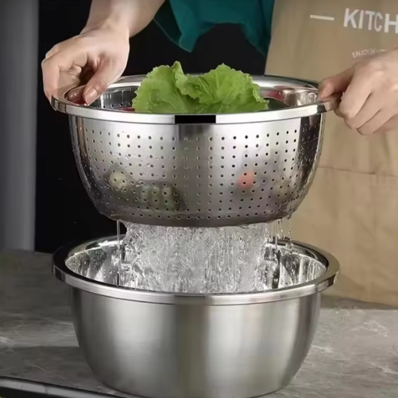 Home Cooking Help - Çok Fonksiyonlu Paslanmaz Çelik Sebze Kasesi,