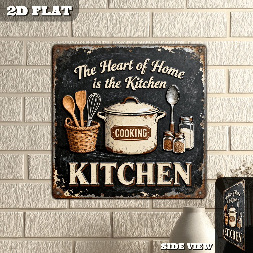 Home Cooking Kitchen - Vintage Metal Mutfak Duvar Dekorasyonu -