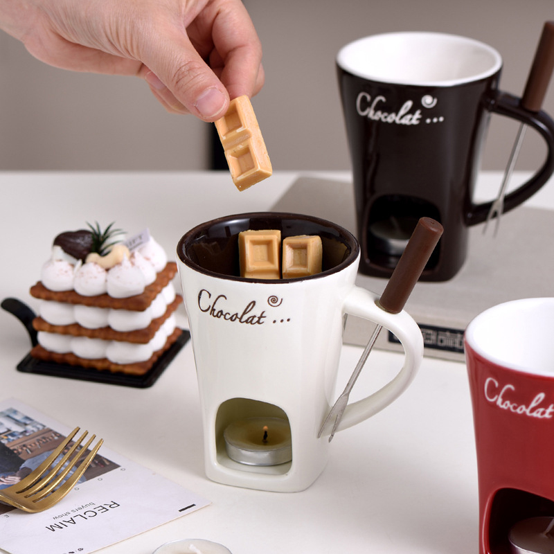 Fondue Pot Ceramic - Fondü Kupa Peynir Tereyağı Eriyik Pot