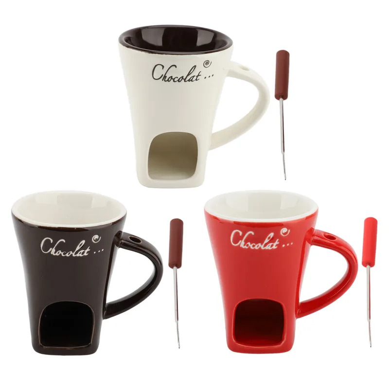 Fondue Pot Ceramic - Çikolata Eritme Fondü Kupa Seramik Tereyağı