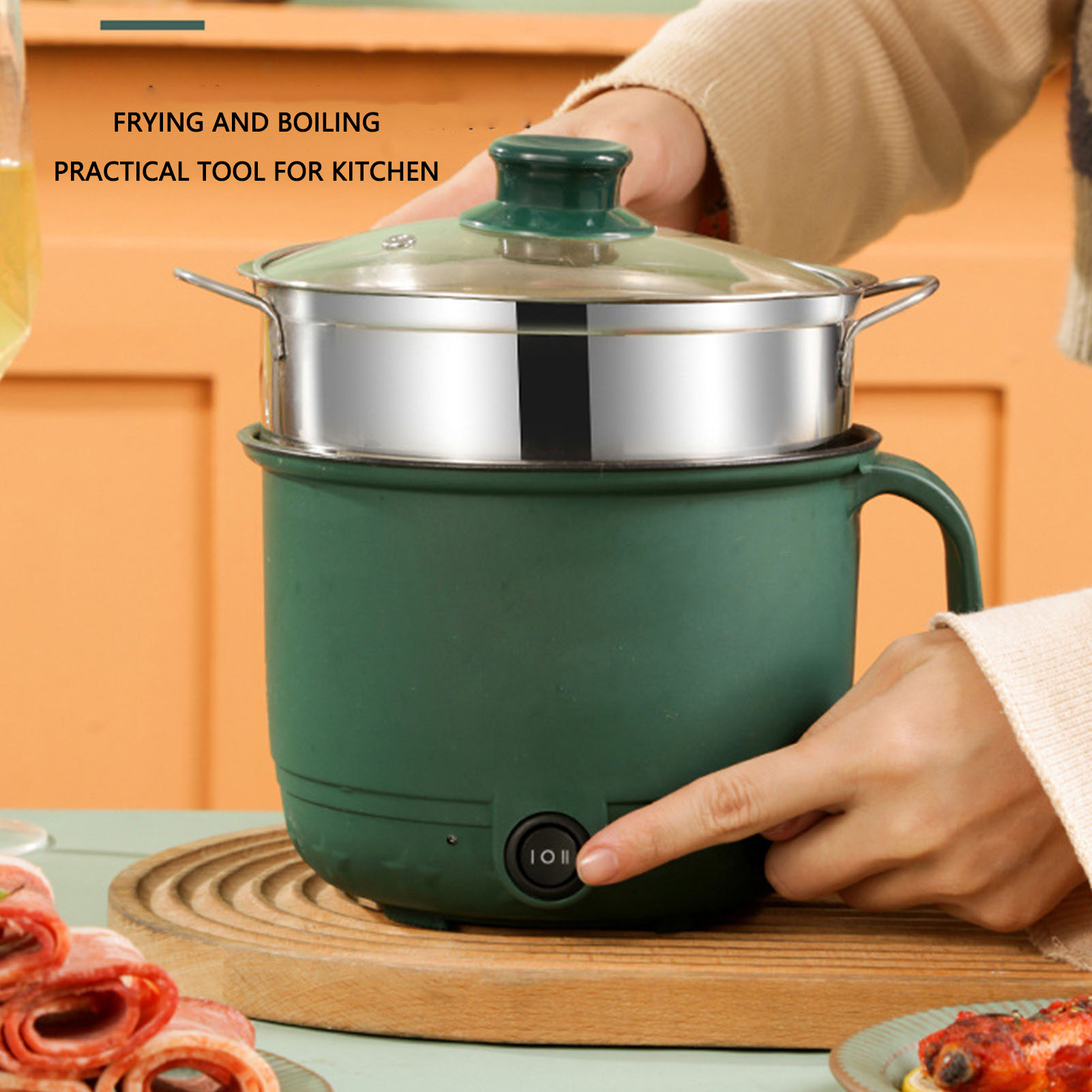 Home Cooking Electric - Elektrikli Pişirme Tenceresi 1.5L 600W Paslanmaz